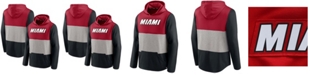Fanatics Men's Red and Black Miami Heat Linear Logo Comfy Colorblock Tri-Blend Pullover Hoodie